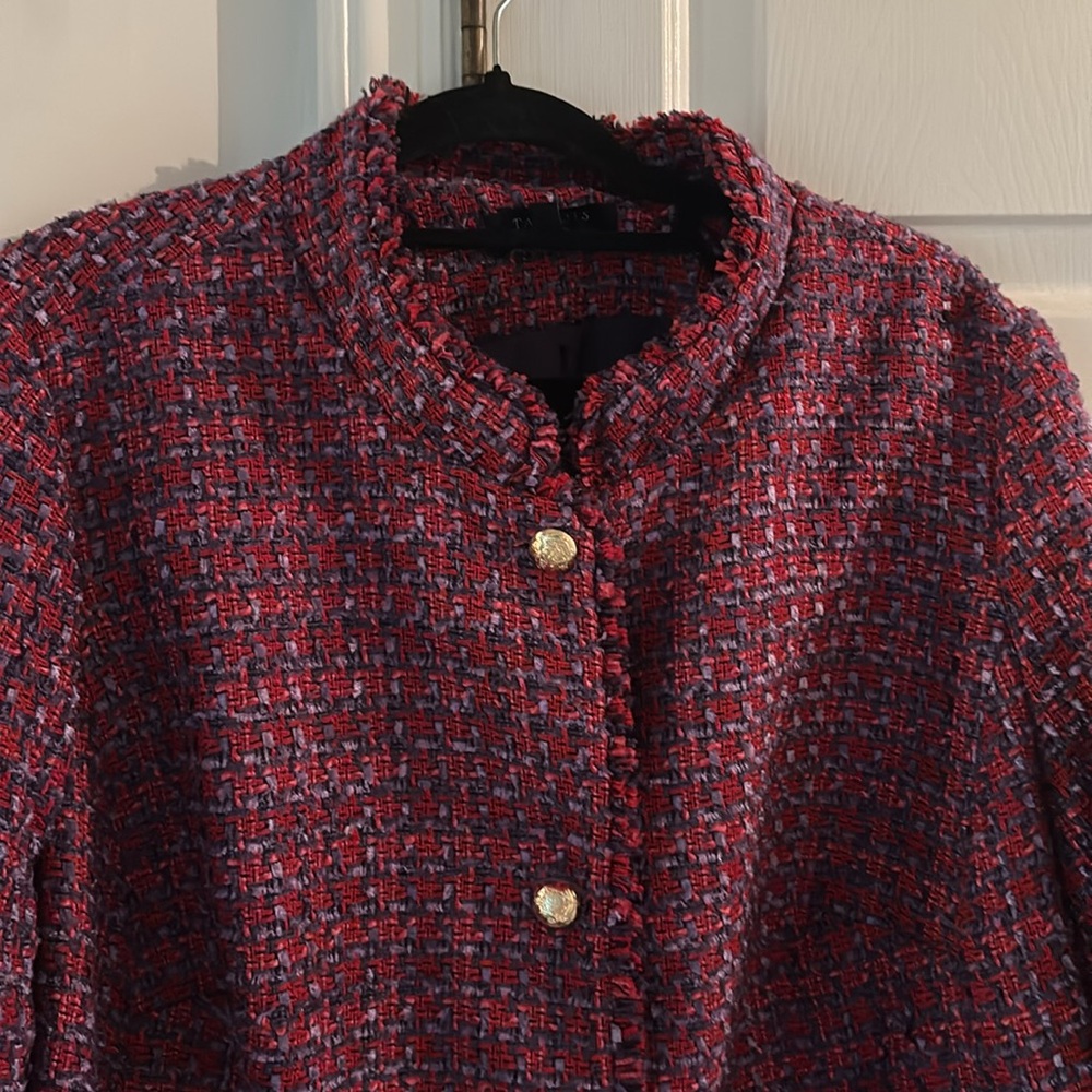Talbots Red and Purple Tweed Blazer